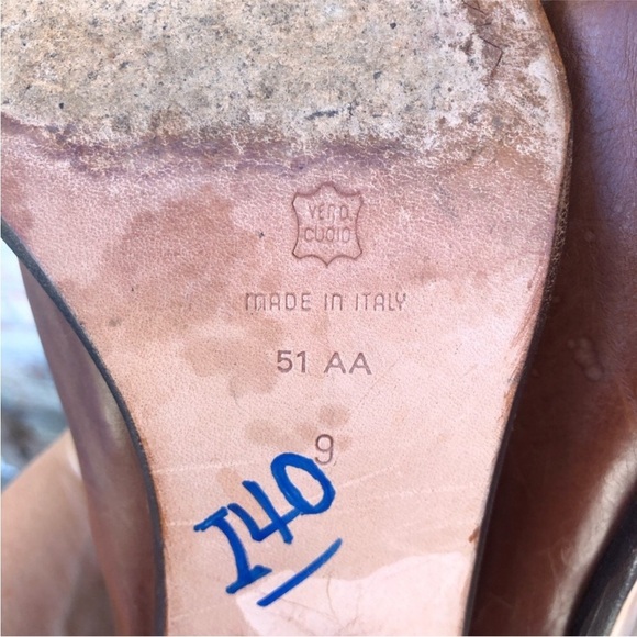 Via Spiga Made in Italy Vintage Coñac Leather Western  Pointed Toe Heel Shoes 9 - Picture 15 of 16